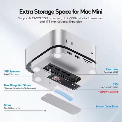PULWTOP Mac mini M4/M4 Pro Hub Stand Dock with External Storage Upgrade M.2 SSD Enclosure(SSD NOT Included)_img_1