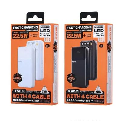 REMAX FCP-2 20000mAh Power Bank with 4 Built-in Cables – Black_img_1