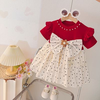Imported 🌸 Girls’ Summer Polka Dot Dress – Korean Style Flying Sleeve_img_0