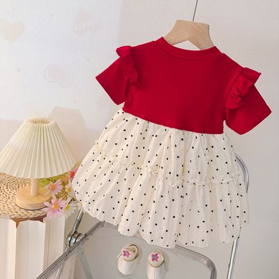 Imported 🌸 Girls’ Summer Polka Dot Dress – Korean Style Flying Sleeve_img_1