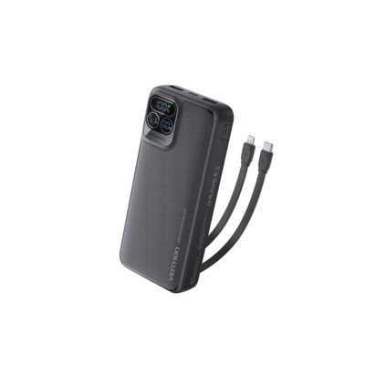 VENTION I15BB-V2  20000mAh 22.5W Power Bank with Built-in USB-C & Lightning Cables – Black_img_0