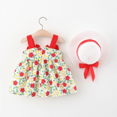 Imported 🌼 Girls’ Summer Floral Suspender Dress with Hat – INS Style Princess Outfit_img_1