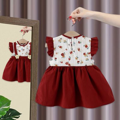 Imported 🌸 Girls’ Summer Flying Sleeve Dress – Cute Floral Princess Two-Piece Style_img_1