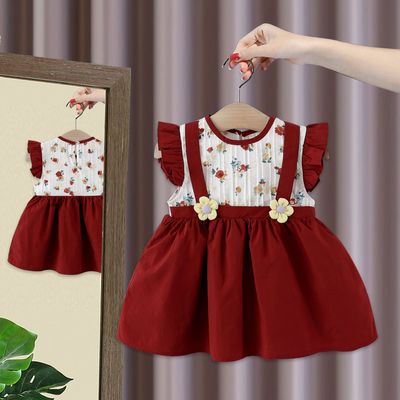 Imported 🌸 Girls’ Summer Flying Sleeve Dress – Cute Floral Princess Two-Piece Style_img_5