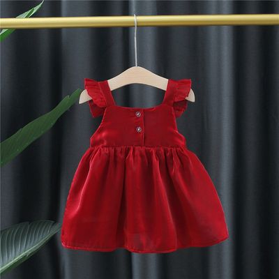 Imported 🌼 Baby Girls’ Spring & Summer Lace Flying Sleeve Dress – Solid Color Vest Style_img_1