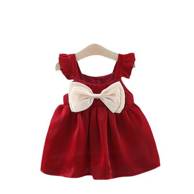 Imported 🌼 Baby Girls’ Spring & Summer Lace Flying Sleeve Dress – Solid Color Vest Style_img_3