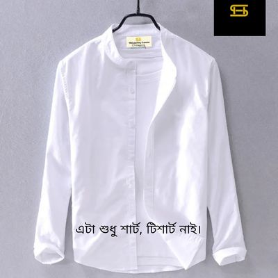 Band colar white shirt for unisex!_img_0