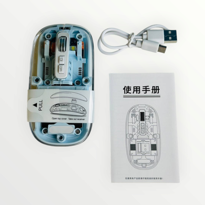 GearUP WM30 Transparent Crystal 2.4G + Bluetooth Magnetic Wireless Mouse- Blue Color_img_0