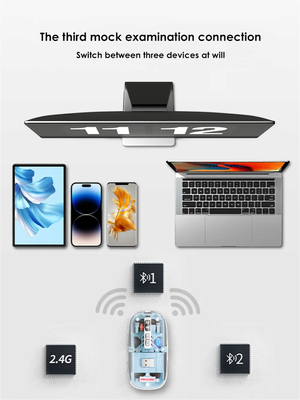 GearUP WM30 Transparent Crystal 2.4G + Bluetooth Magnetic Wireless Mouse- Blue Color_img_2