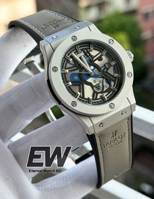 NEW HUBLOT AUTOMOTIC GREY BELT VELVET BELT SILVER CASE BLACK CHECK DIAL_img_0
