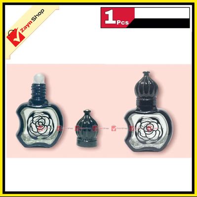 Empty Roll on attar Bottle Glass apple shape 10ml Refillable  Black Color 1pcs_img_0