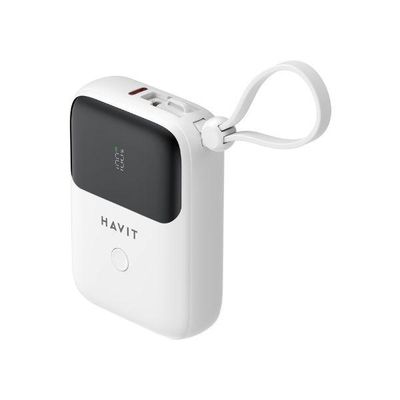 HAVIT PB5215 10000mAh Display Power Bank With Usb-C & Lightning Cable – White_img_0
