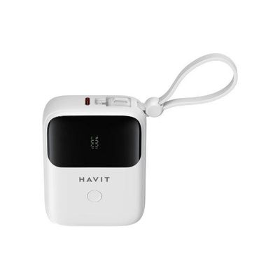 HAVIT PB5215 10000mAh Display Power Bank With Usb-C & Lightning Cable – White_img_1