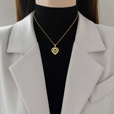 Love Zircon Yellow Heart-Shaped Pendant_img_2