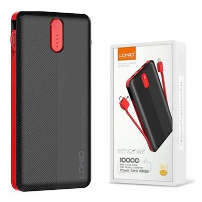 Ldnio PL1013 Dual USB Output Port 10,000 mAh Power Bank with Build-in Cable – Black Color_img_2