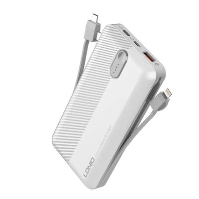LDNIO PL2014 20000mAh Fast Charging Powerbank With Built-in Cable (Micro, Type-C, Lightning) – White Color_img_0