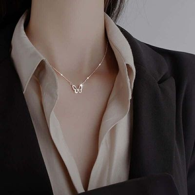 Hollow Crystal Butterfly Necklace_img_1