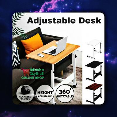 Adjustable Reading Table, Moveable & Height Adjustable Laptop Table Metal Frame and MDF Desktop Home Office Furniture Folding Computer Table_img_0