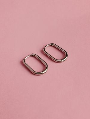 Silver U shaped hoop earrings_img_1