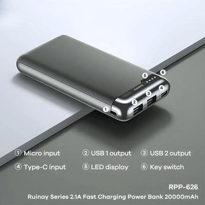 Remax RPP-626 20,000mAh 2.1A Power Bank – BLUE_img_1