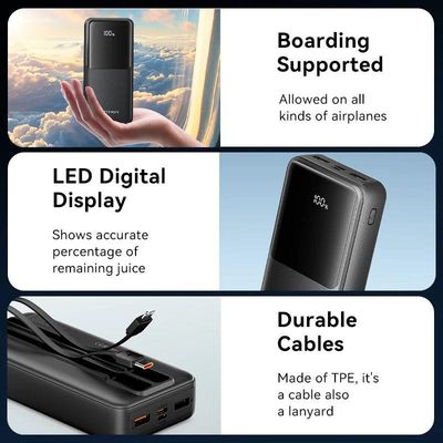 Vention FHPB0 22.5W 20000mAh Power Bank with Built-in USB-C and Lightning Cables_img_1
