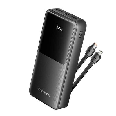 Vention FHPB0 22.5W 20000mAh Power Bank with Built-in USB-C and Lightning Cables_img_0