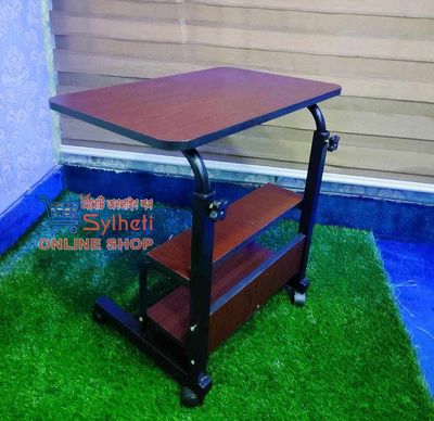 Adjustable Double Layer Reading Table, Moveable & Height Adjustable Laptop Table with 2 Shelves / Study Table / Side Table_img_2