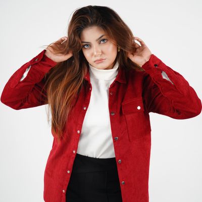 Premium Cord Shacket X Maroon_img_0