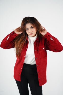 Premium Cord Shacket X Maroon_img_1
