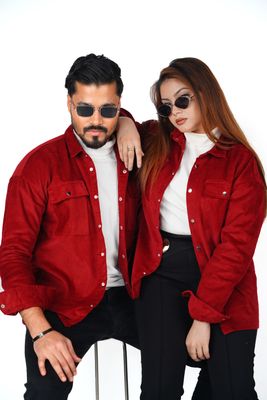 Premium Cord Shacket X Maroon_img_3