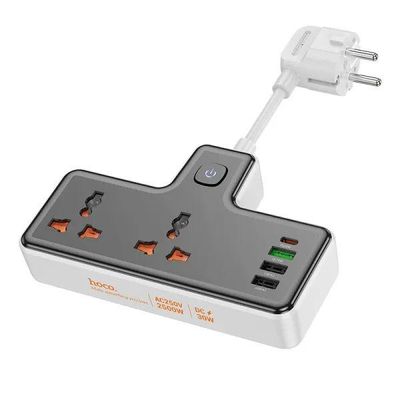 Hoco AC12A 30W 1C3A Power Strip (2500W)-Black Color_img_0