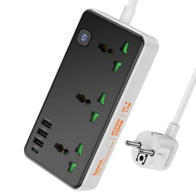 Hoco Power strip “AC7A Storm” 3 sockets EU Plug-Black Color_img_0
