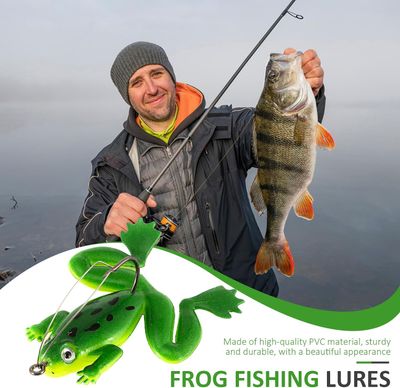 2 pcs frog bait for fishing | Fishing Lure | frog Lure | Bang | Shol Fishing Lure | Floating Bait Realistic Swimbait Topwater Frog Fishing Lure | Floating Bait, Artificial Sofish Fishing Lure for Pike, Trout, Saltwater, Freshwater Aznever_img_2