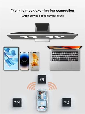 GearUP WM30 Transparent Crystal 2.4G + Bluetooth Magnetic Wireless Mouse- White Color_img_1