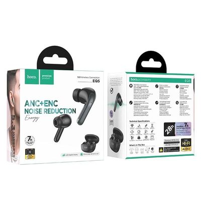 HOCO EQ5 ANC+ENC Bluetooth 5.3 Wireless Earphone – Black Color_img_1