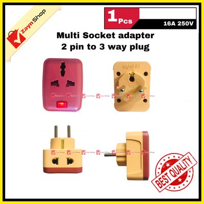 Multi Socket Plug Adapter 250V 16A 2 Pin Power Plug To 3 Way 3 Point Socket Converter With LED Indicator 1pcs_img_0