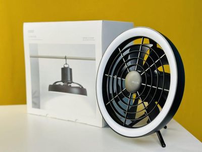 JISULIFE FA17 Rechargeable Fan with LED Ceiling Fan with Long Tripod Stand- Black Color_img_1