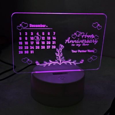 Customizable Acrylic Multicolor Night Lamp – Anniversary – Black_img_0