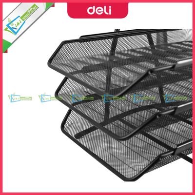 Deli Metal Document Tray 3 Layer File Basket 9181 Black_img_2