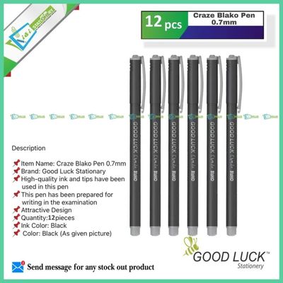 Good Luck Craze Blako Ball Point Pen Black Ink 0.7 mm Pack of 12 pcs_img_0