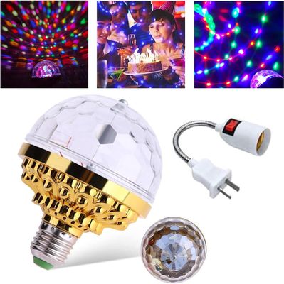 mposei Colorful Rotating Magic Ball Light, Party Lights Disco Ball, Mirror Disco Ball Shape Bulb, Magic Rotating Ball Light Bulb with Sockets for Home_img_3