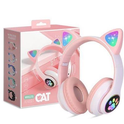 STN-28 Cute Cat Ears Stereo Bass LED Wireless Headphones_img_2