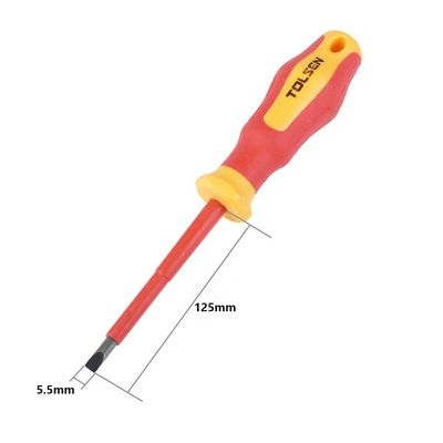 Tolsen VDE Flat Screwdriver CrV 1000V VDE Certification (5.5x125mm) Model: 38002_img_0
