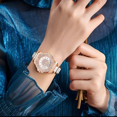 Glamorous Women's Quartz Watch - Elegant Rhinestone, World Time, Zinc Alloy Band & Case, Perfect Gift_img_2