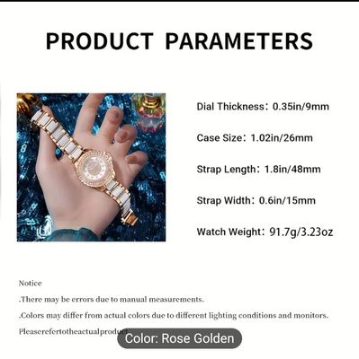 Glamorous Women's Quartz Watch - Elegant Rhinestone, World Time, Zinc Alloy Band & Case, Perfect Gift_img_4