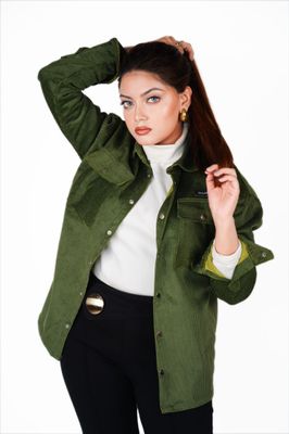 Corduroy Men's  Shacket in Dark Green_img_0