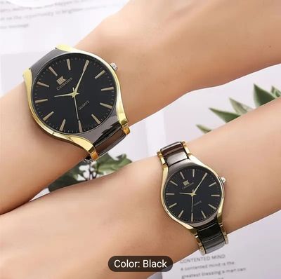 1-4pcs Elegant Couple Quartz Watch Set with Magnetic Necklace, Simple Round Dial, Black Alloy Strap, Love Key Design - Ideal Gift for Family and Couples, Suitable for Ramadan Gifts and Daily Wear, Box Not Included, Middle East Exclusiv_img_0
