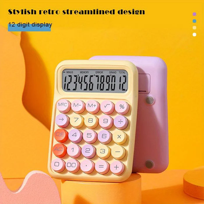 Desktop Calculator 12 Digit Large LCD Display Big Round Button Cute Gradient Colored Calculator_img_0