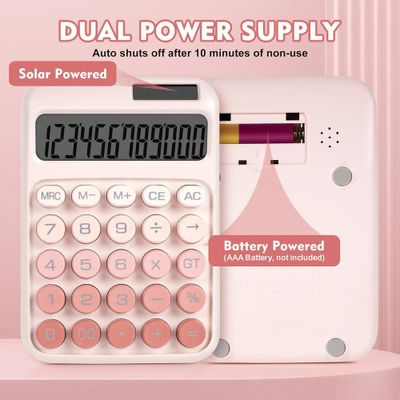 Desktop Calculator 12 Digit Large LCD Display Big Round Button Cute Gradient Colored Calculator_img_1
