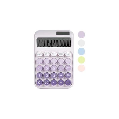 Desktop Calculator 12 Digit Large LCD Display Big Round Button Cute Gradient Colored Calculator_img_2